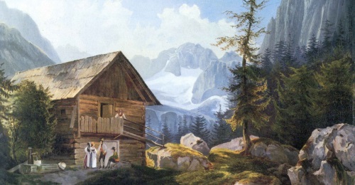 Adalbert Stifter: Im Gosautal. Die Holzmeisteralm mit dem Dachstein, 1834